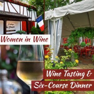 women in wine tasting and dinner